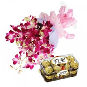 Orchids with Ferrero Rocher Chocolates